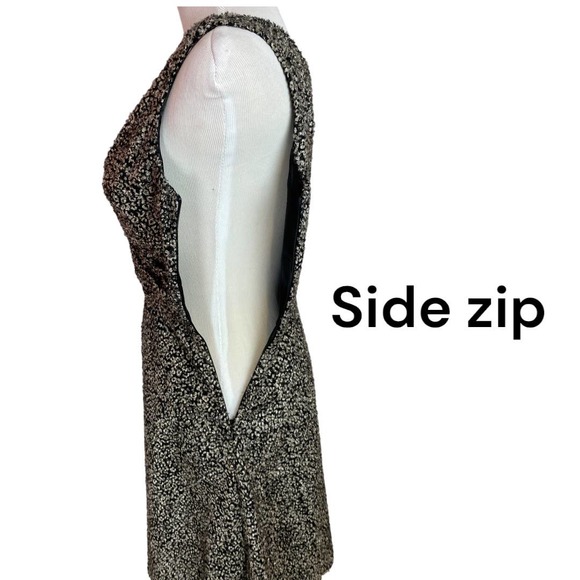 Tahari Black and White Boucle Tweed Fit and Flair Sleeveless V-neck Dress Sz 2 - Picture 7 of 7